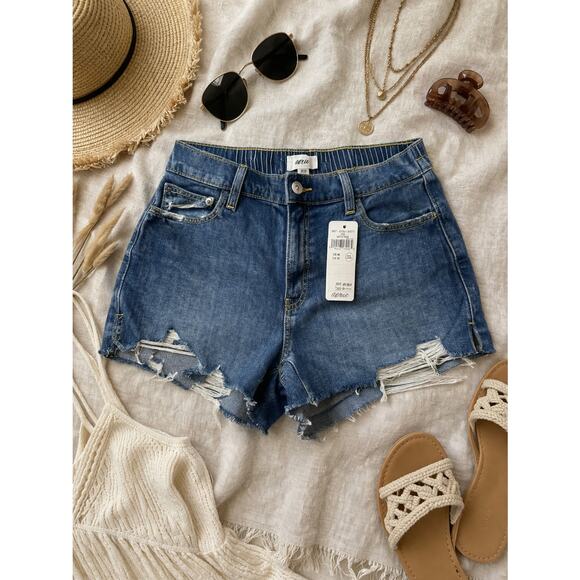 aerie Pants - Aerie Distressed Medium 32 Denim Shorts High Rise Cutoff Festival Coachella NWT